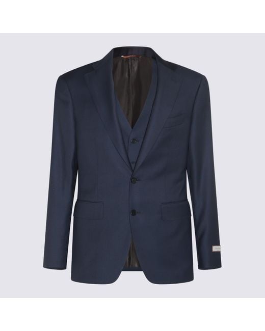Canali Blue Dark Wool Suits for men