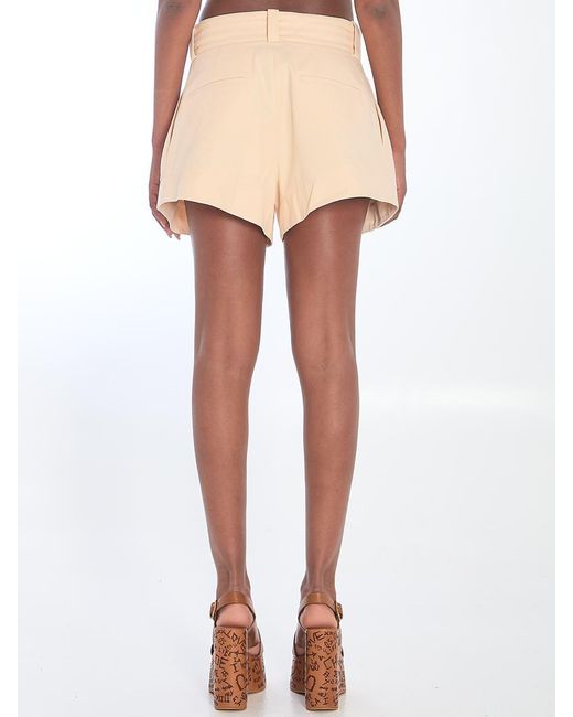 Chloé Natural Cotton Canvas Mini Shorts