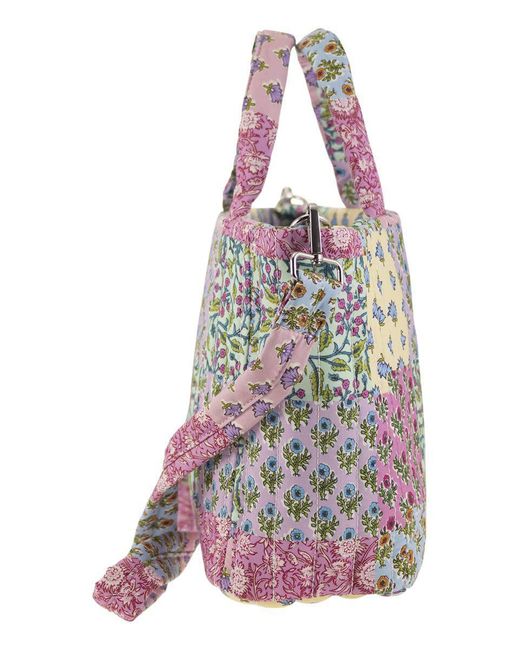 Mc2 Saint Barth Multicolor Soft Tote Mid Quilted Bag With Flowers