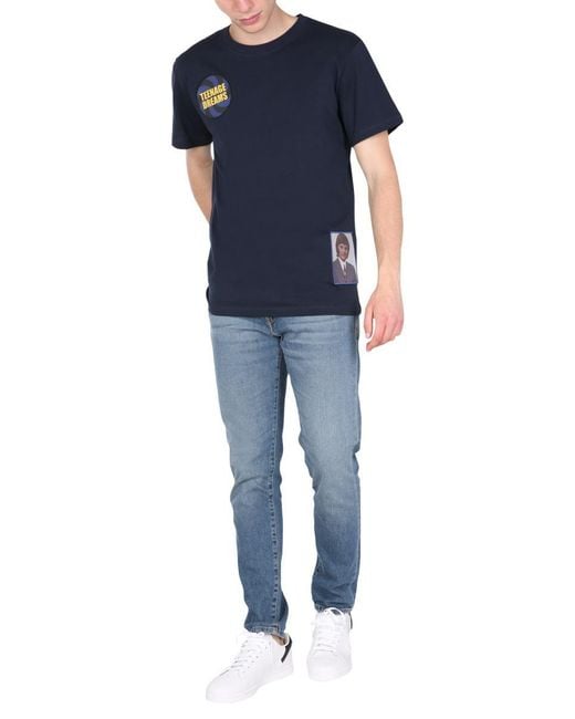 Raf Simons Blue Crew Neck T-Shirt for men