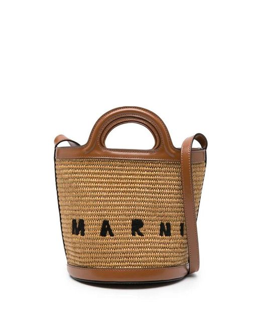 Marni Brown Small Tropicalia Bucket Bag