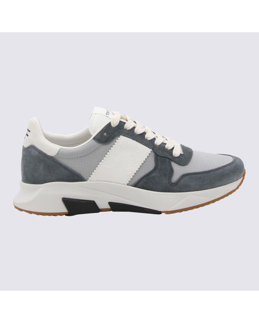 Tom Ford Multicolor Sivler And Petrol Blue Leather Jaga Sneakers for men