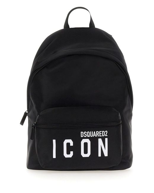 DSquared² Black Be Icon Backpack for men
