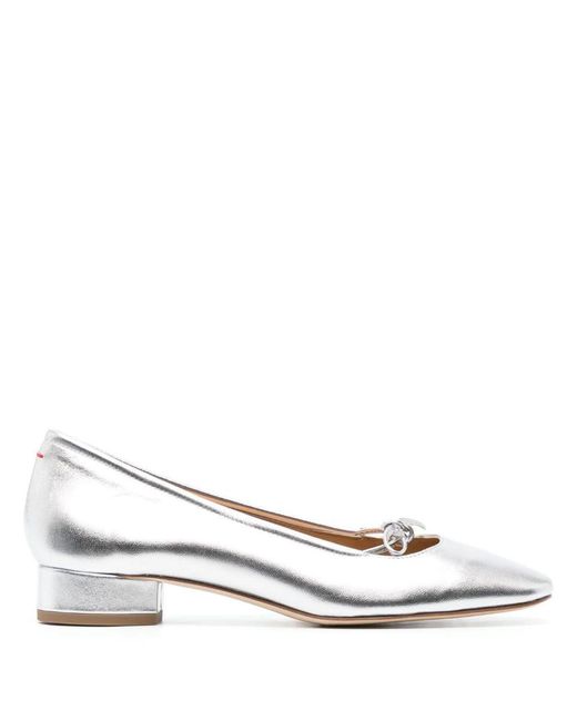 Aeyde White Darya Laminated Nappa Leather Silver Shoes