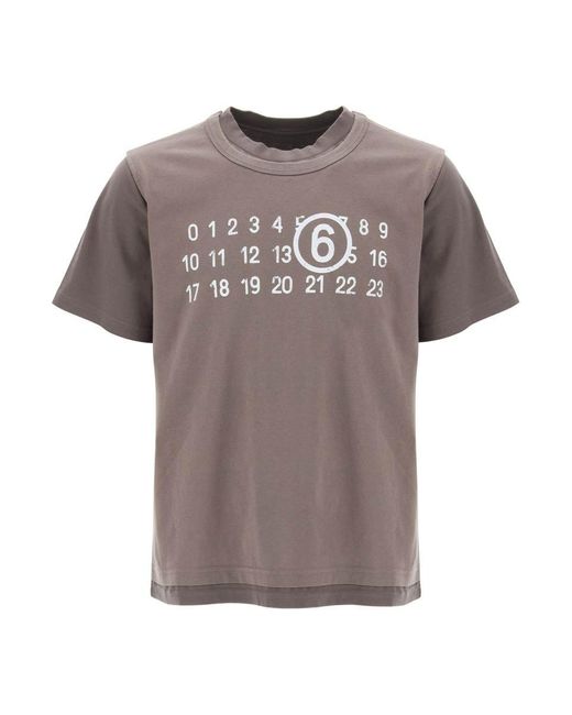 MM6 by Maison Martin Margiela Multicolor Layered T-Shirt With Numeric Signature Print Effect for men