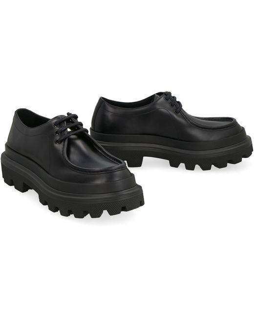 Dolce & Gabbana Black Derby Leather Shoes for men