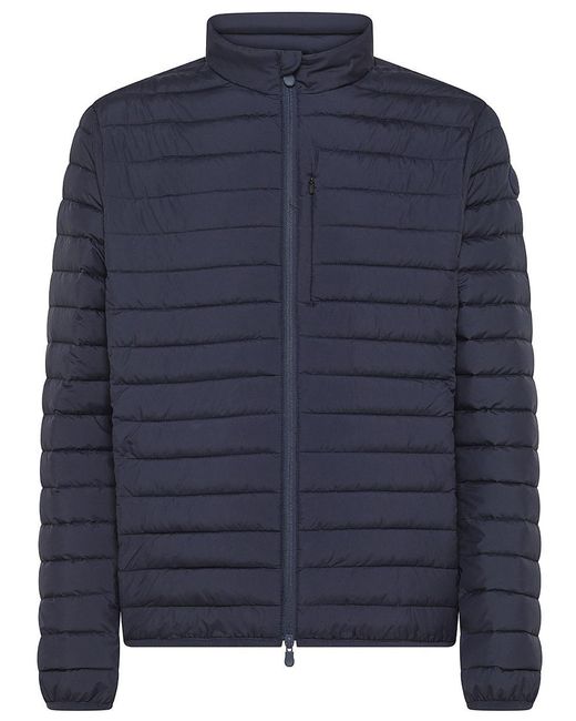 Save The Duck Blue Cole Padded Jacket With High Collar And Front Pocket for men