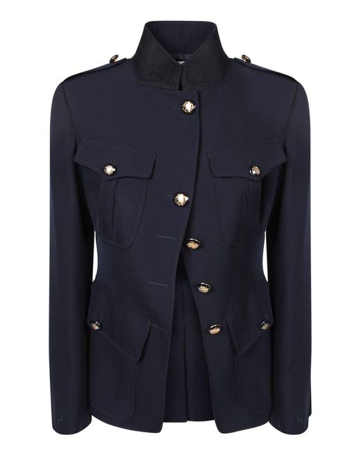 Alexander McQueen Blue Wool Blazer Jacket