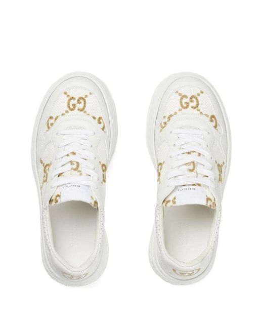 Gucci White GG Canvas & Leather Sneaker