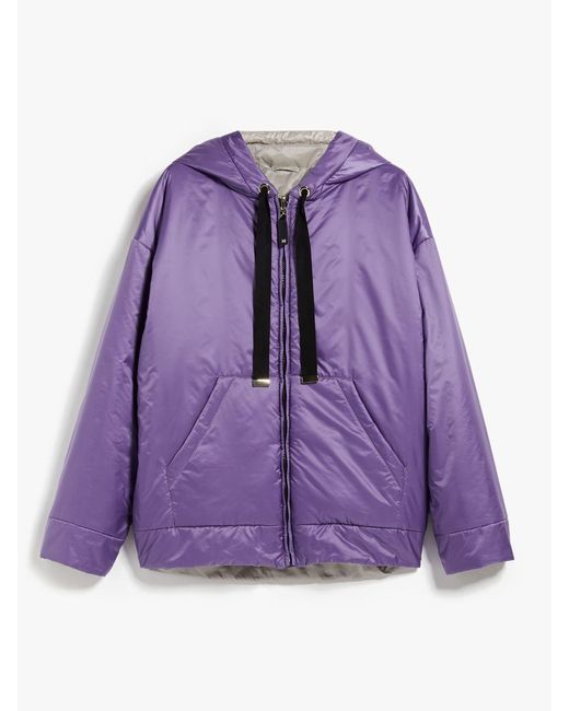 Max Mara The Cube Purple Greenbo Reversible Parka In Water-repellent Canvas