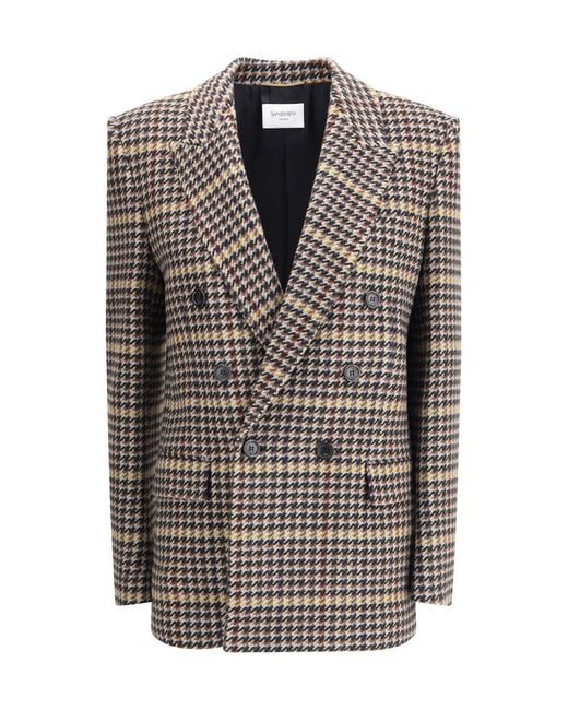 Saint Laurent Gray Double-Breasted Wool Jacket