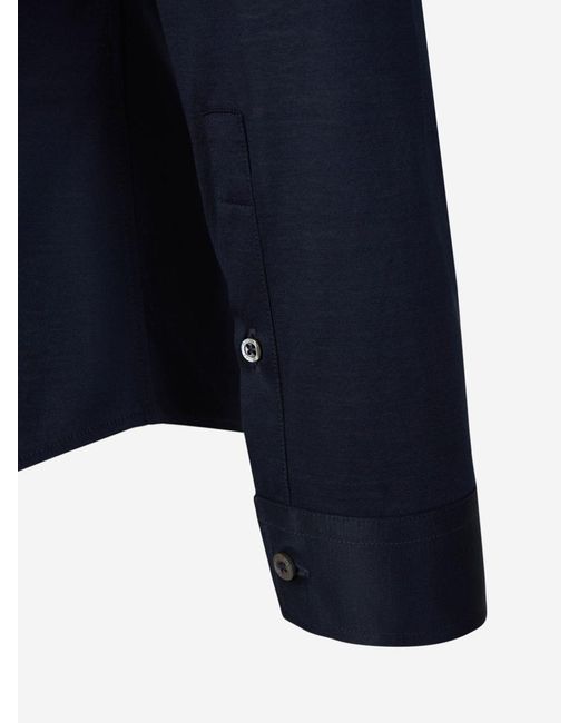 Canali Blue Textured Cotton Shirt for men