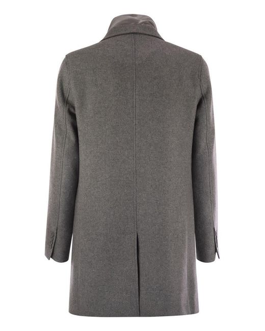 Herno Gray Wool Coat With Bib for men