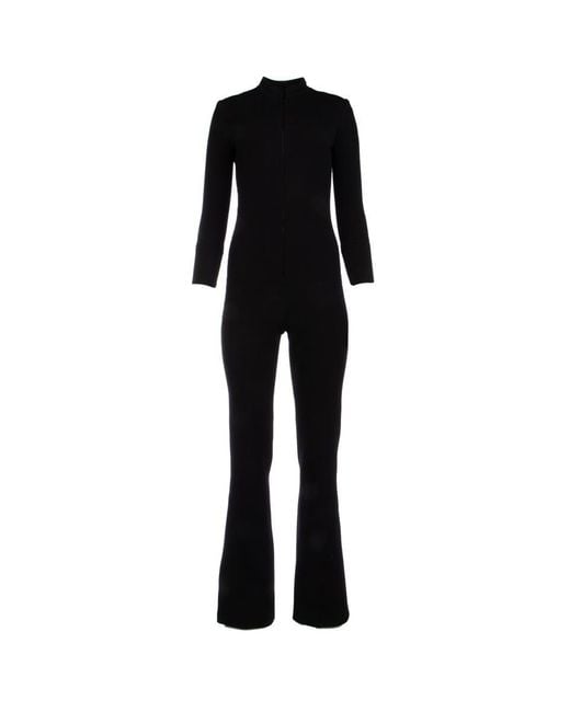Saint Laurent Black High Neck Long-sleeved Jumpsuit