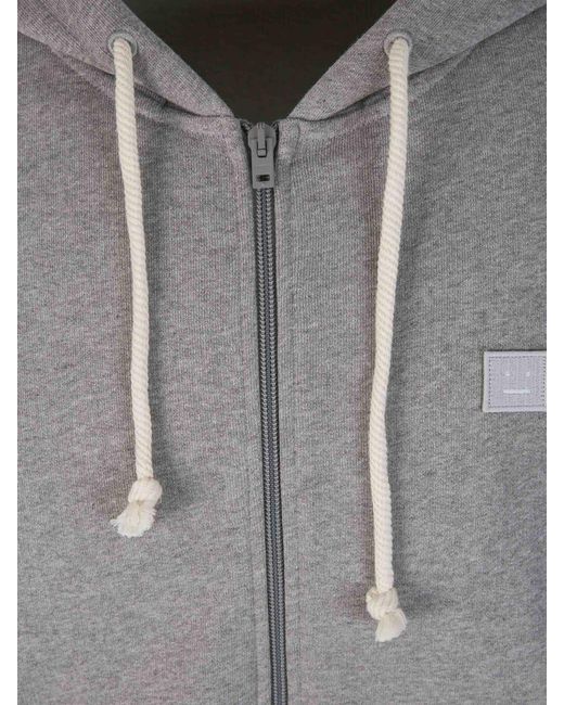 Acne Gray Hooded Cotton Sweatshirt for men