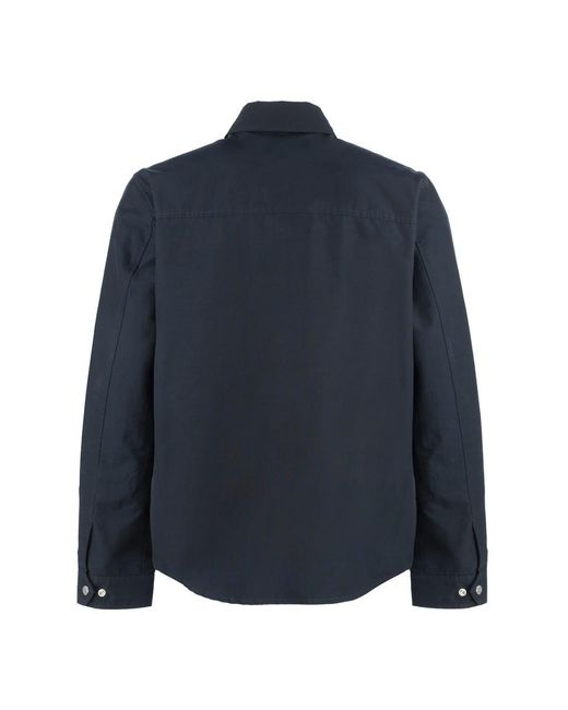 Woolrich Blue Technical Fabric Overshirt for men