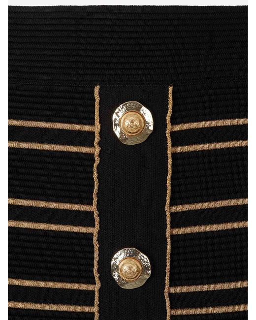 Balmain Black Striped Midi Skirt