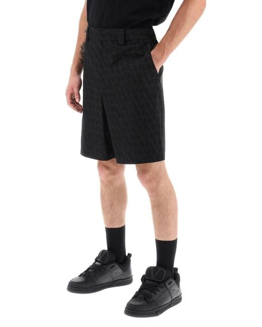 Valentino Garavani Black Shorts With Toile Iconographe Motif for men