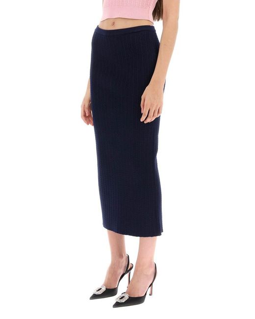 Alessandra Rich Blue Knitted Pencil Skirt