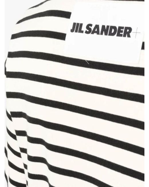 Jil Sander White Short-Sleeved T-Shirt With + Logo Label Stitched On Back for men