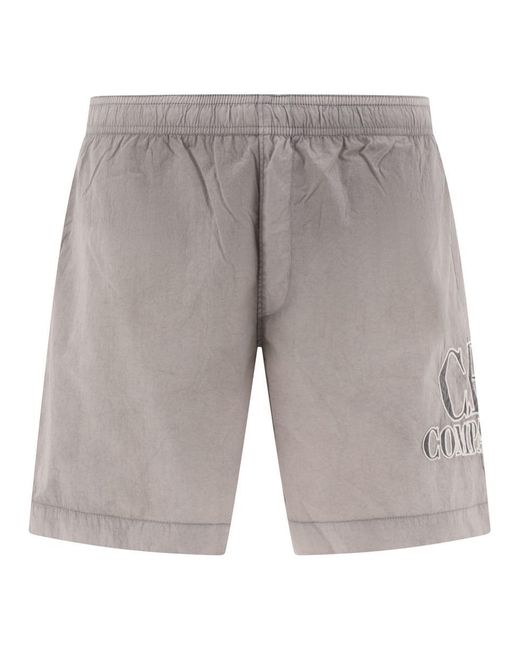 C P Company Gray "Eco-Chrome" Swim Shorts for men