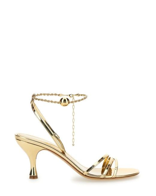 Ferragamo White Tone Sandals With Chain