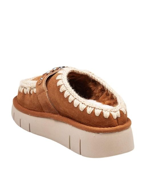 Mou Brown Bounce Double-Face Sheepskin Clog
