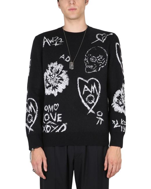 Alexander McQueen Tree Graffiti Sweater in Black for Men | Lyst Canada