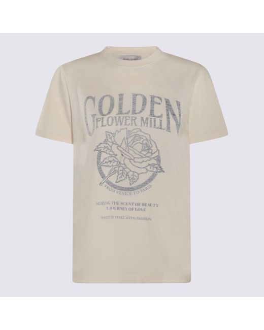 Golden Goose Deluxe Brand Natural Cream And Grey Cotton T-shirt