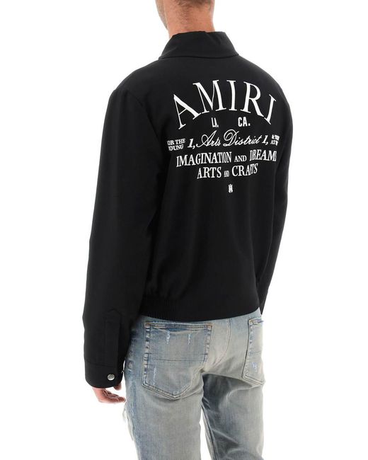 Amiri Black Blouson Jacket With Arts District Embroidery for men