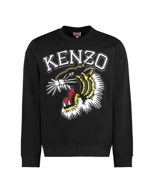KENZO Black Cotton Crew-Neck Sweatshirt for men