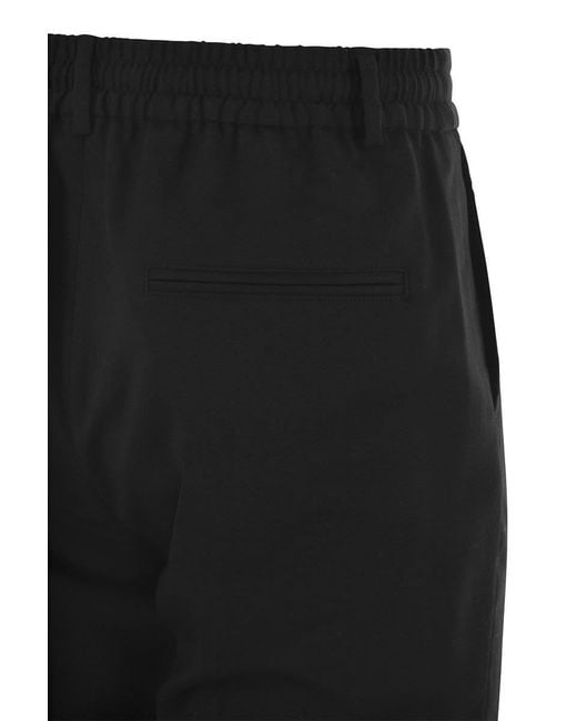 Peserico Black Wool-Blend Flannel Trousers for men