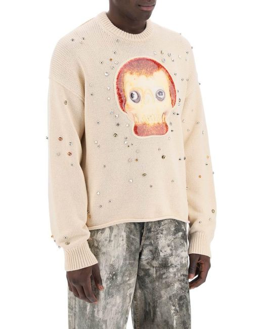 Acne White "Studded Pullover With Animation for men