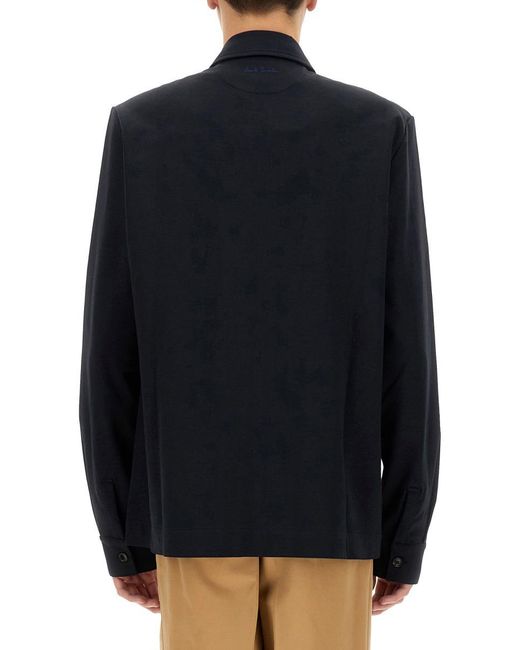 Paul Smith Blue Shirt Jacket With Zip Front Closure for men