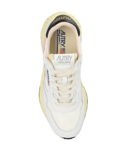 Autry White Reelwind Lace-Up Pannelled Leather Sneakers