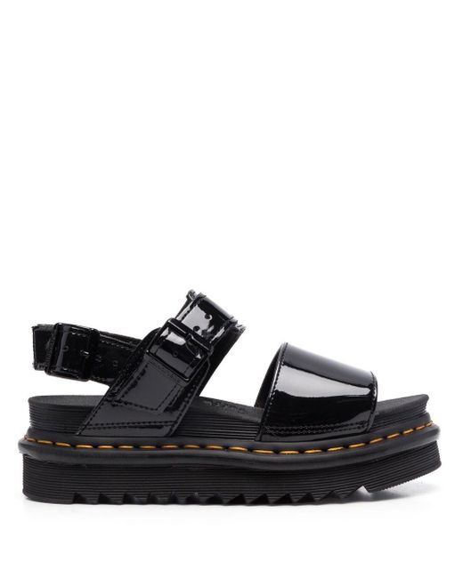 Dr. Martens Voss Patent-leather Sandals in Black | Lyst