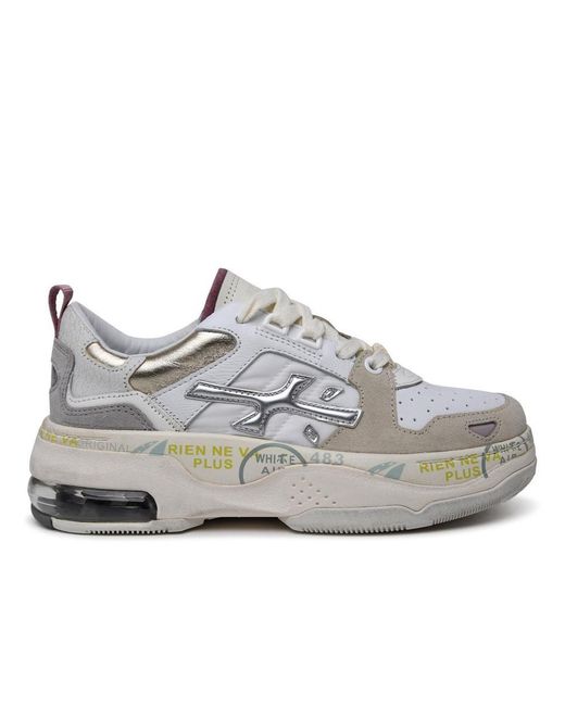 Premiata Gray Draked Multicolor Leather Blend Sneakers