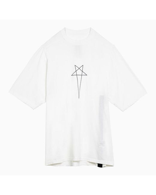 Rick Owens White Milk Over Cotton T Shirt With Print for men