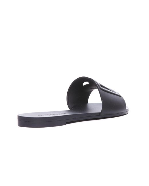 Dolce & Gabbana Black Flats With Cut-Out Band And Dg Logo