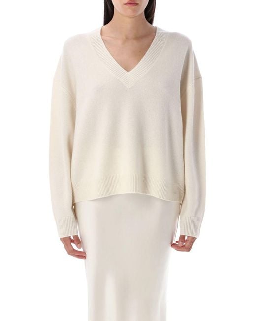 Anine Bing White Lee V-Neck Sweater