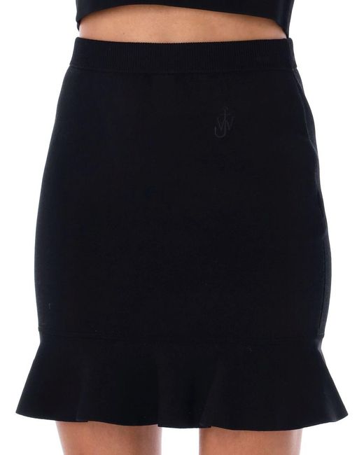 J.W. Anderson Black Ruffled Hem Mini Skirt