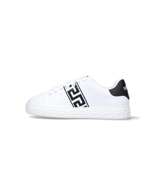 Versace White Greek Embroidery Sneakers for men