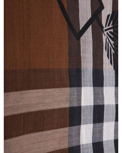 Burberry Wool-silk Scarf Screen-printed With EXAGGERATED Check, Equestrian  Knight And Oak Leaf Crest in Brown | Lyst Canada