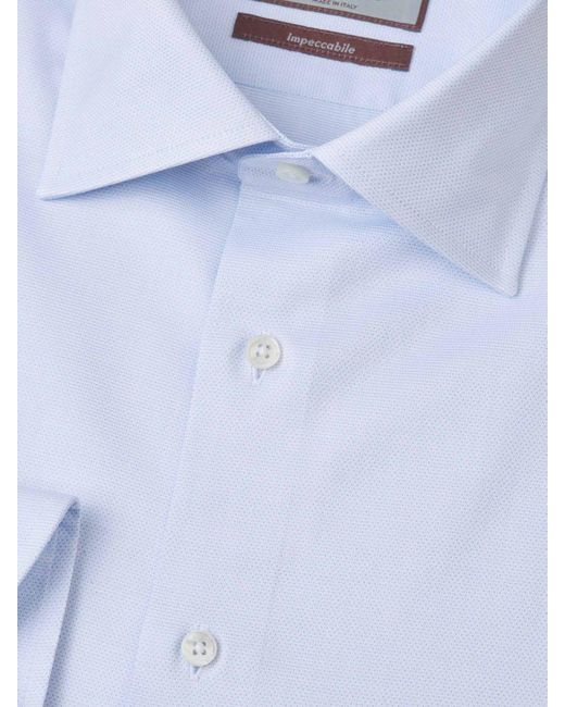 Canali Blue Cotton Textured Shirt for men