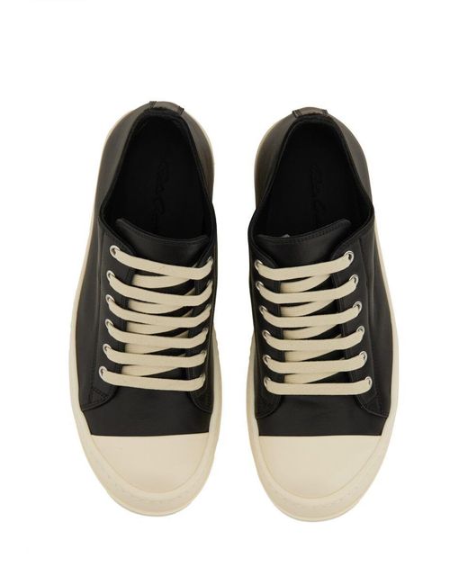 Rick Owens Black Leather Sneakers