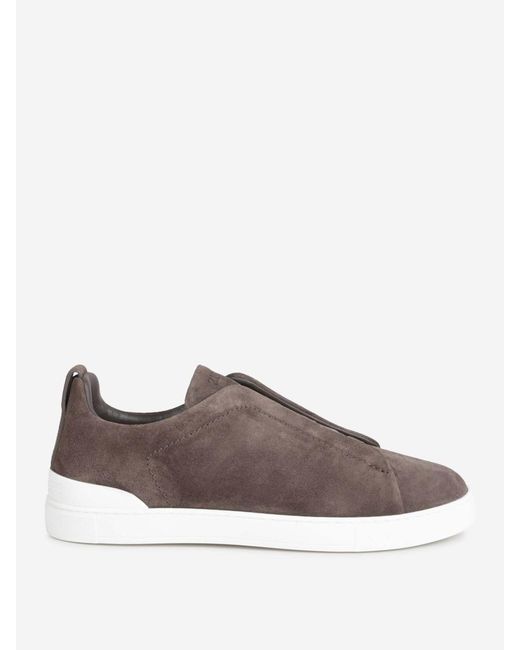 Zegna Brown Triple Stitch Shoes for men