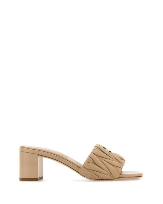 Miu Miu Natural Nappa Leather Mules