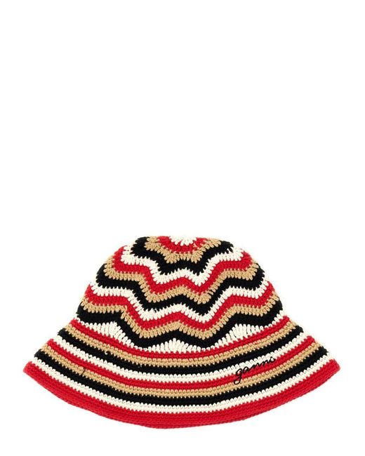 Ganni Red Bucket Hat