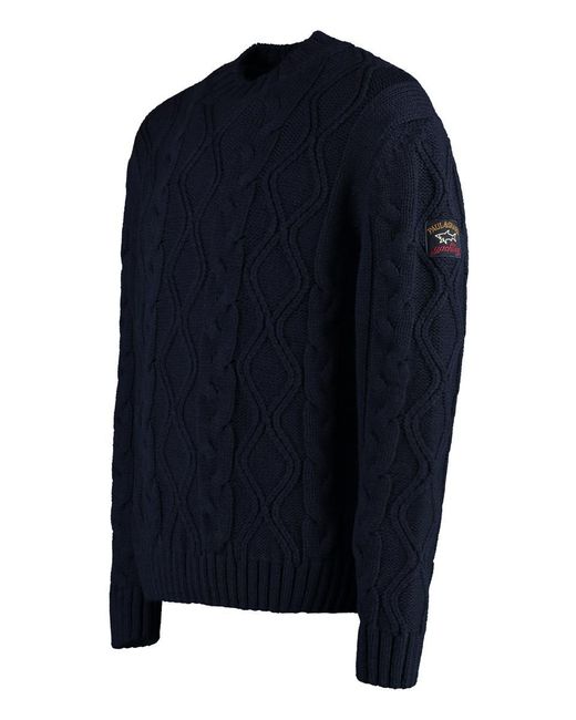 Paul & Shark Blue Cable Knit Sweater for men