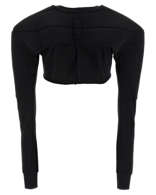 Rick Owens Black Cropped Scuba-Insert Sweater